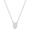 18ct White Gold Oval Cut Diamond 0.40ct Rub Over Halo Pendant