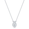 18ct White Gold Pear Cut Diamond 0.80ct Rub Over Halo Pendant