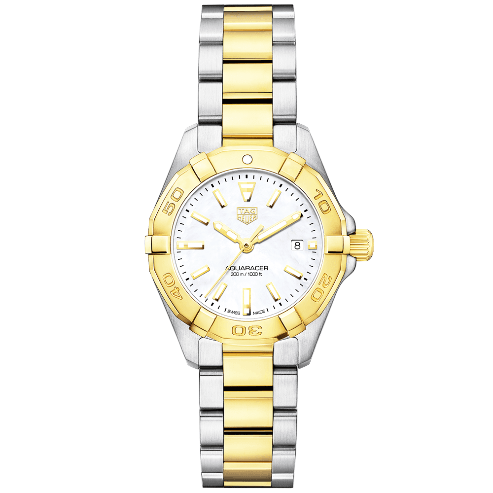 TAG Heuer Aquaracer 27mm Steel & 18ct Yellow Gold Ladies Bracelet Watch - Berry's Jewellers