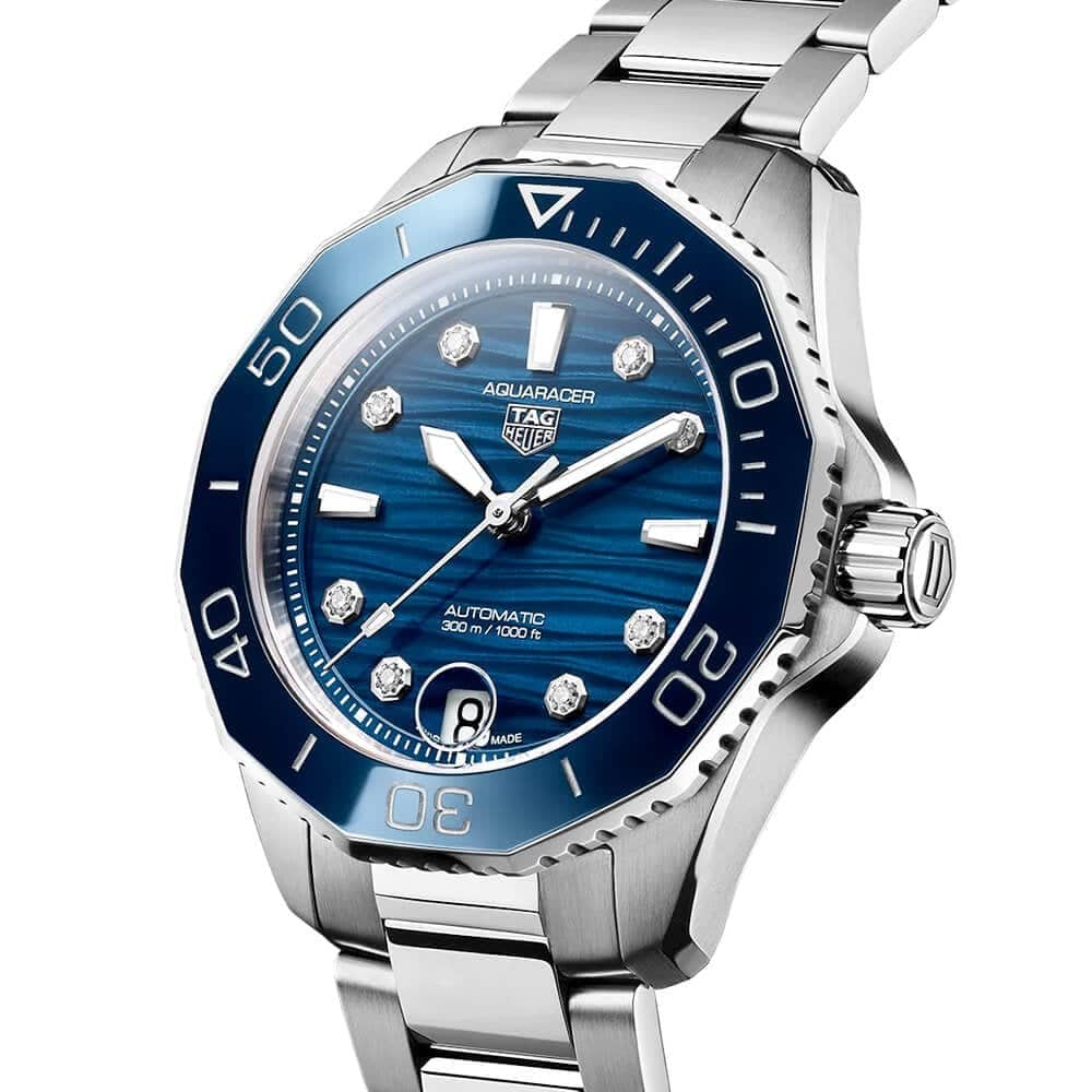 TAG Heuer Aquaracer 36mm Blue Diamond Dial & Ceramic Bezel Ladies Automatic Watch - Berry's Jewellers