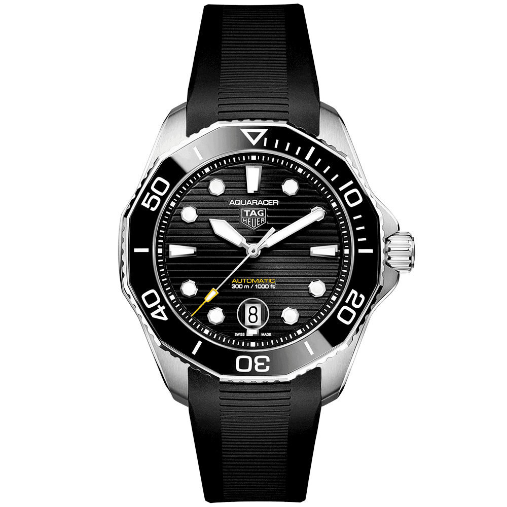 TAG Heuer Aquaracer 43mm Black Dial & Ceramic Bezel Men's Automatic Strap Watch - Berry's Jewellers