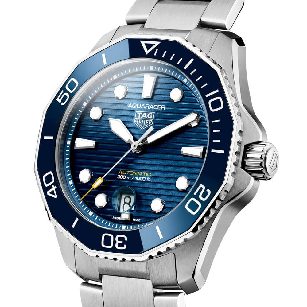 TAG Heuer Aquaracer 43mm Blue Dial & Ceramic Bezel Men's Automatic Bracelet Watch - Berry's Jewellers