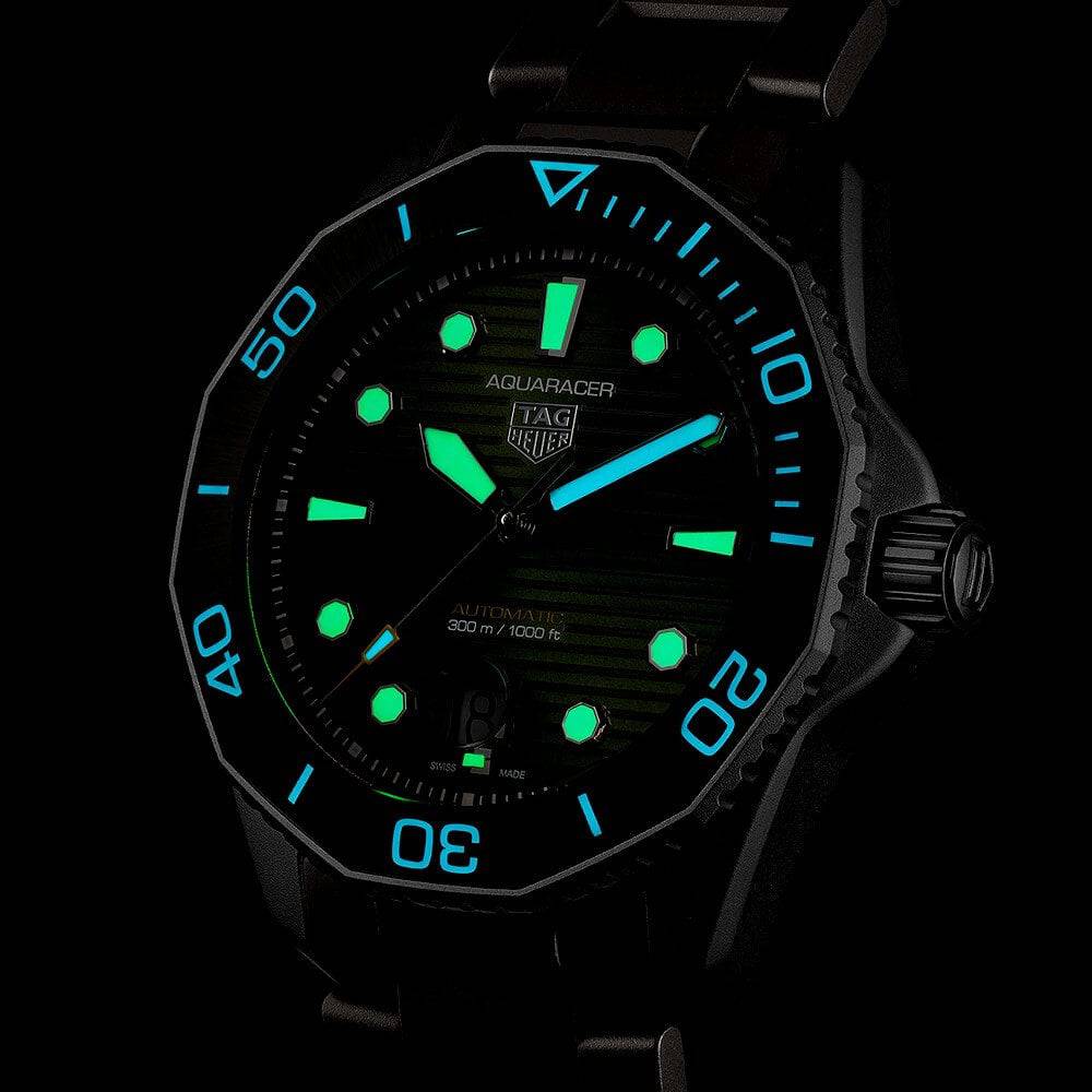 TAG Heuer Aquaracer 43mm Titanium Green Dial & Ceramic Bezel Men's Bracelet Watch - Berry's Jewellers