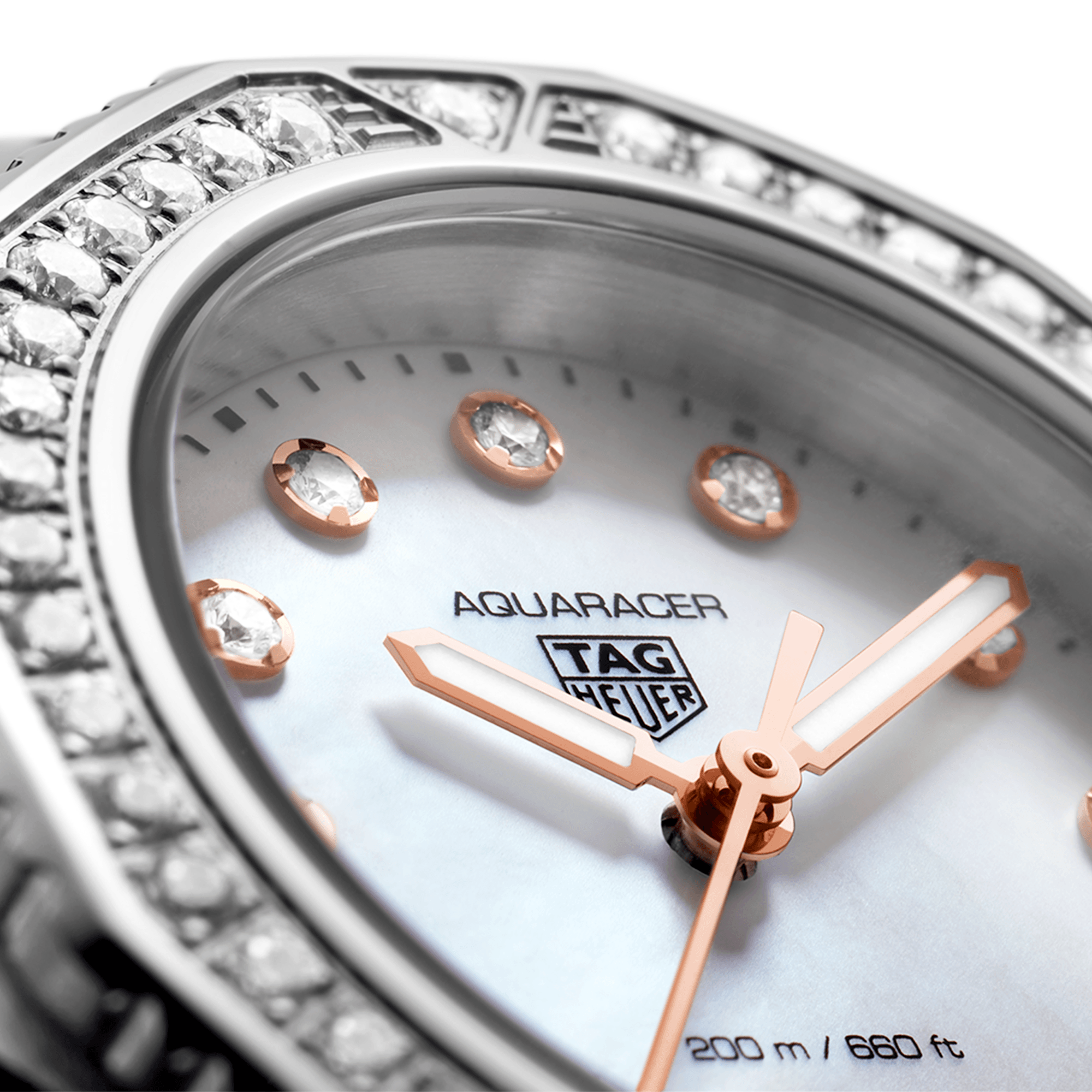 TAG Heuer Aquaracer Professional 200 30mm Diamond Set Dial & Bezel Ladies Bracelet Watch - Berry's Jewellers