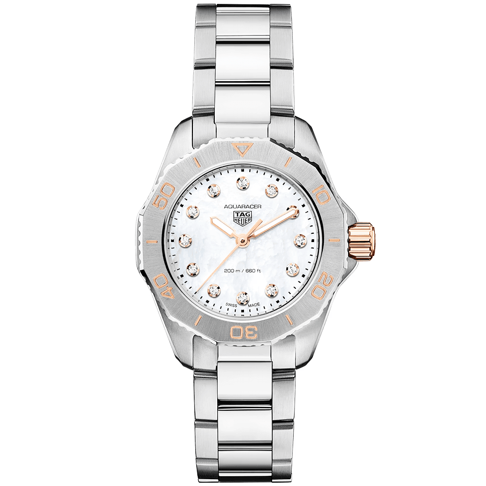 TAG Heuer Aquaracer Professional 200 30mm White Mother of Pearl Dial Ladies Watch - Berry's Jewellers