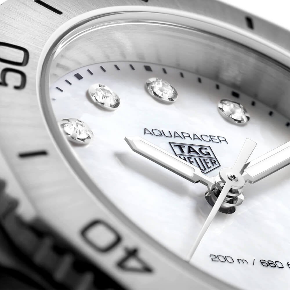 TAG Heuer Aquaracer Professional 200 30mm White Mother of Pearl Diamond Dial Watch - Berry's Jewellers