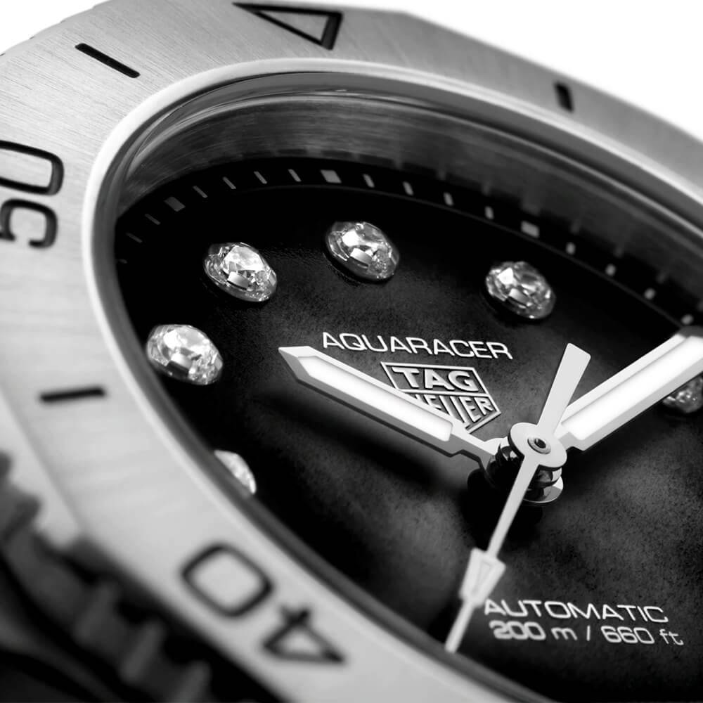 TAG Heuer Aquaracer Professional 200 Date 30mm Black Diamond Dial Automatic Watch - Berry's Jewellers