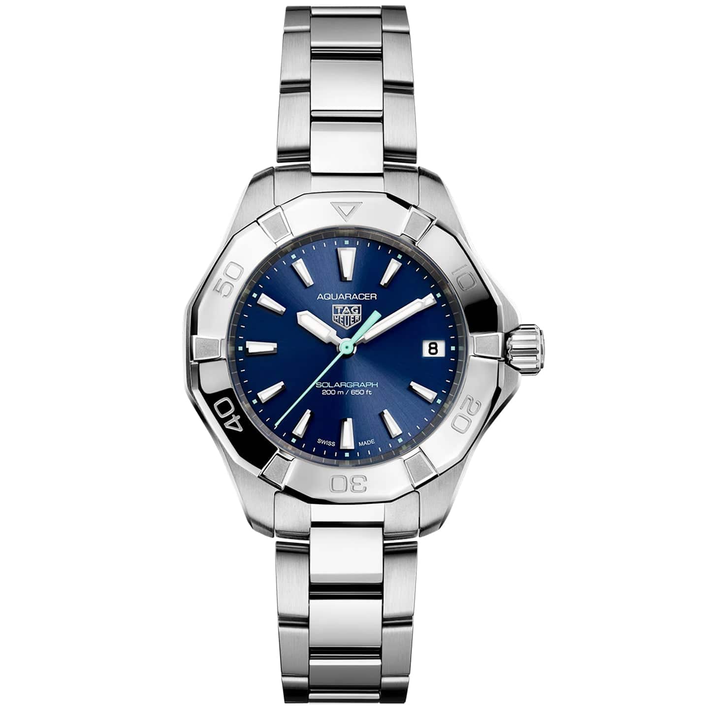 TAG Heuer Aquaracer Professional 200 Solargraph 34mm Blue Dial Watch - Berry's Jewellers