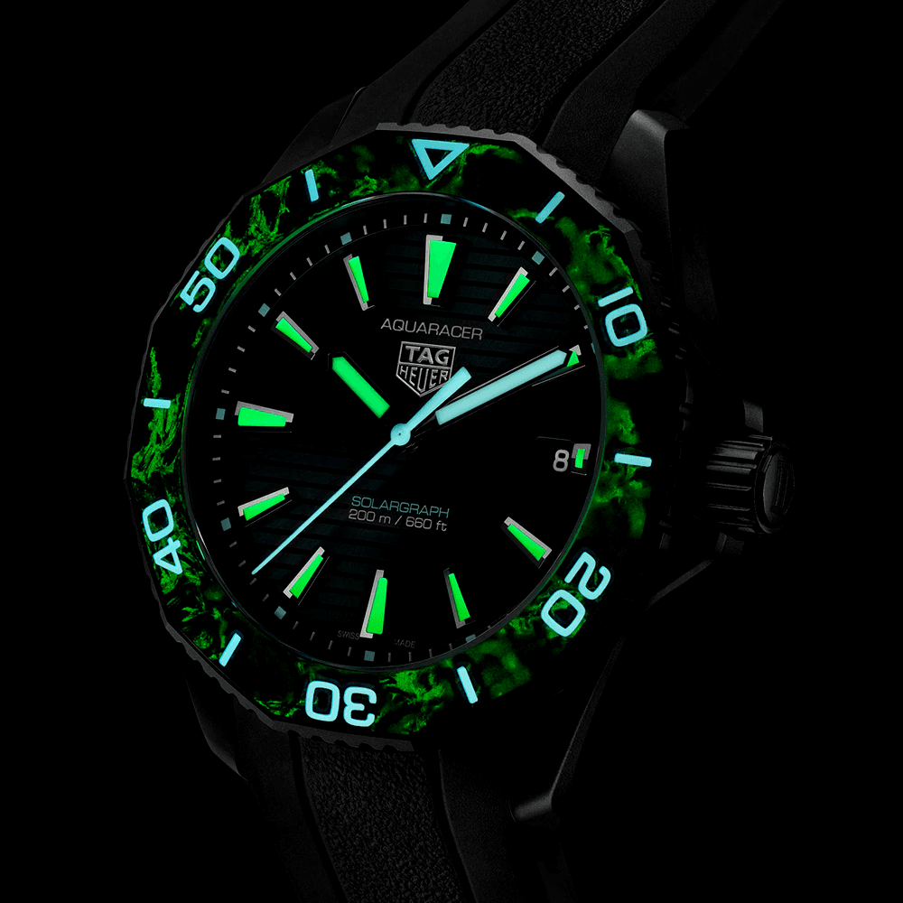 TAG Heuer Aquaracer Professional 200 Solargraph 40mm Black DLC Mens Watch - Berry's Jewellers