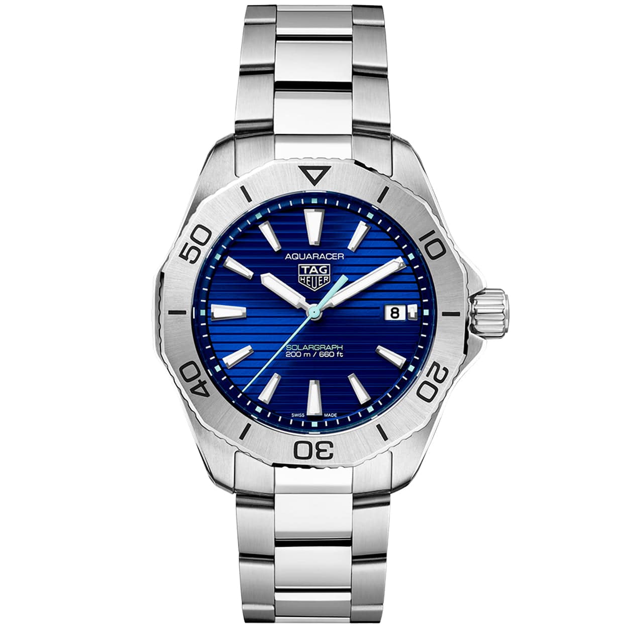 TAG Heuer Aquaracer Professional 200 Solargraph 40mm Blue Dial Bracelet Watch - Berry's Jewellers