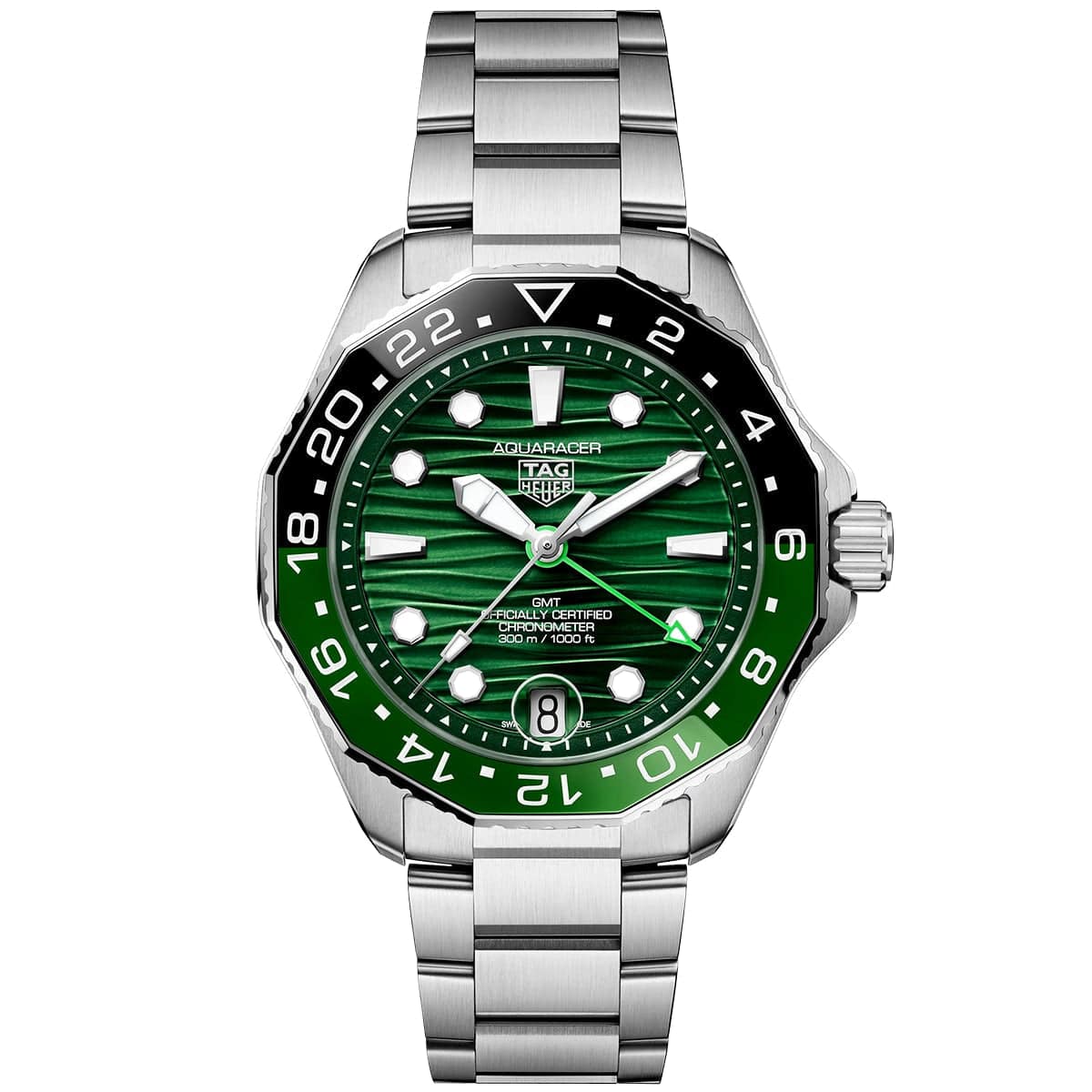 TAG Heuer Aquaracer Professional 300 GMT 42mm Green Dial Bracelet Watch - Berry's Jewellers