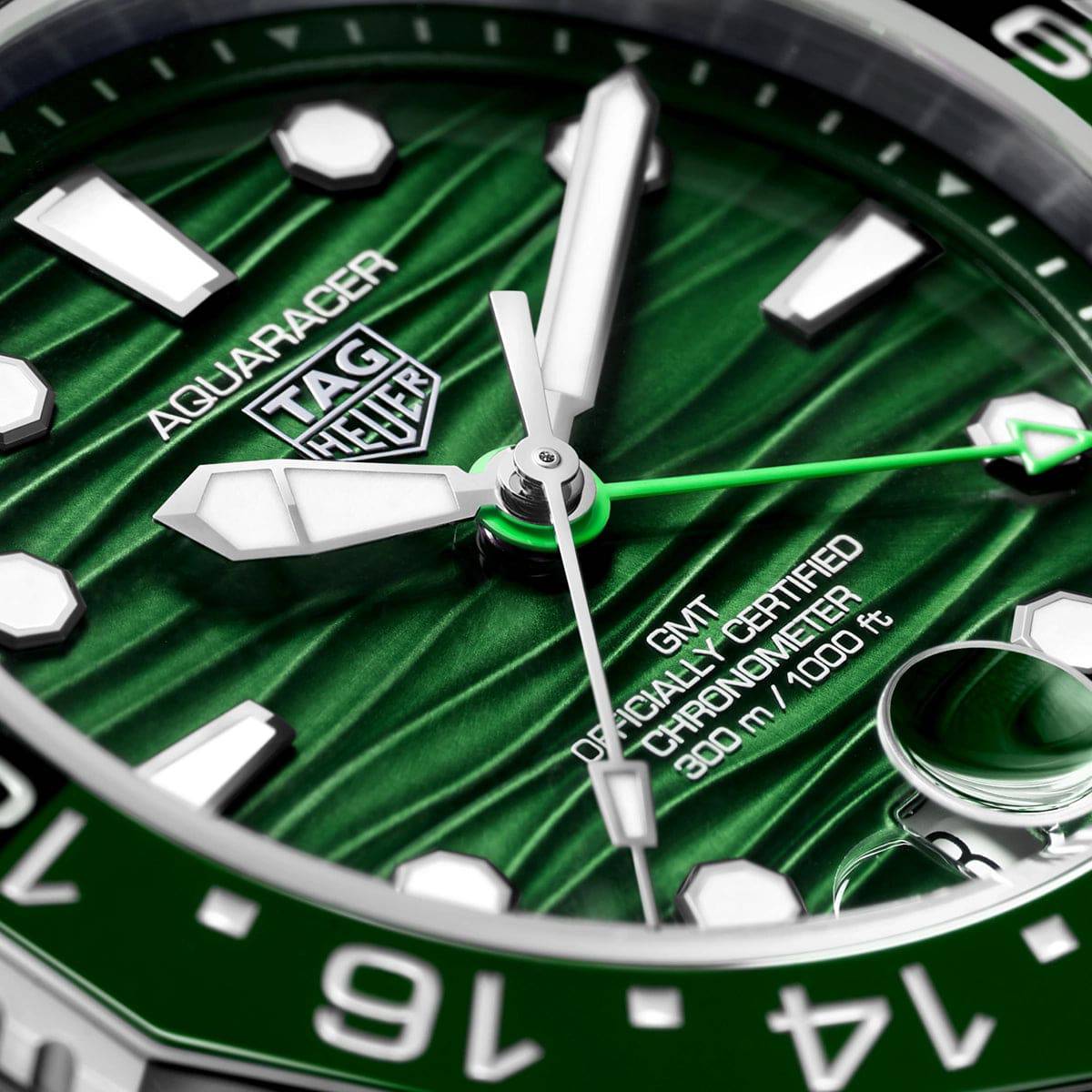 TAG Heuer Aquaracer Professional 300 GMT 42mm Green Dial Bracelet Watch - Berry's Jewellers