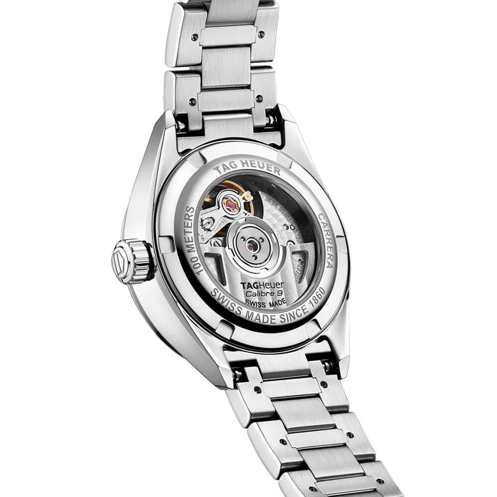 TAG Heuer Carrera 29mm White Mother of Pearl Dial Ladies Automatic Bracelet Watch - Berry's Jewellers