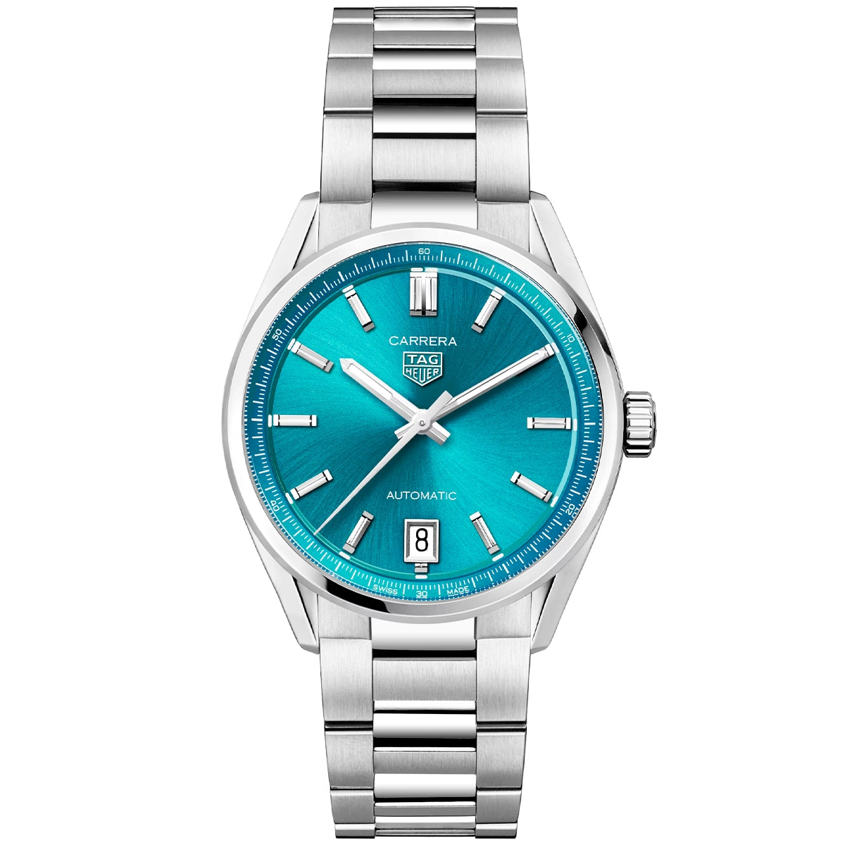 TAG Heuer Carrera 36mm Turquoise Blue Dial Ladies Bracelet Watch - Berry's Jewellers