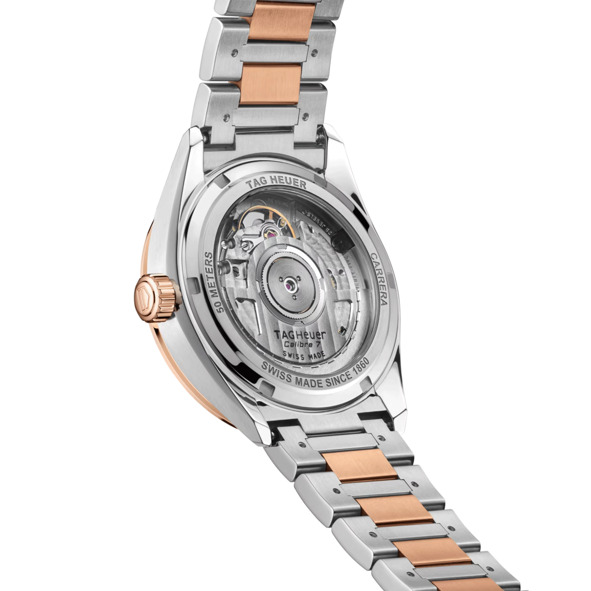 TAG Heuer Carrera 36mm Two-Tone Mother of Pearl Diamond Dial Bracelet Watch - Berry's Jewellers