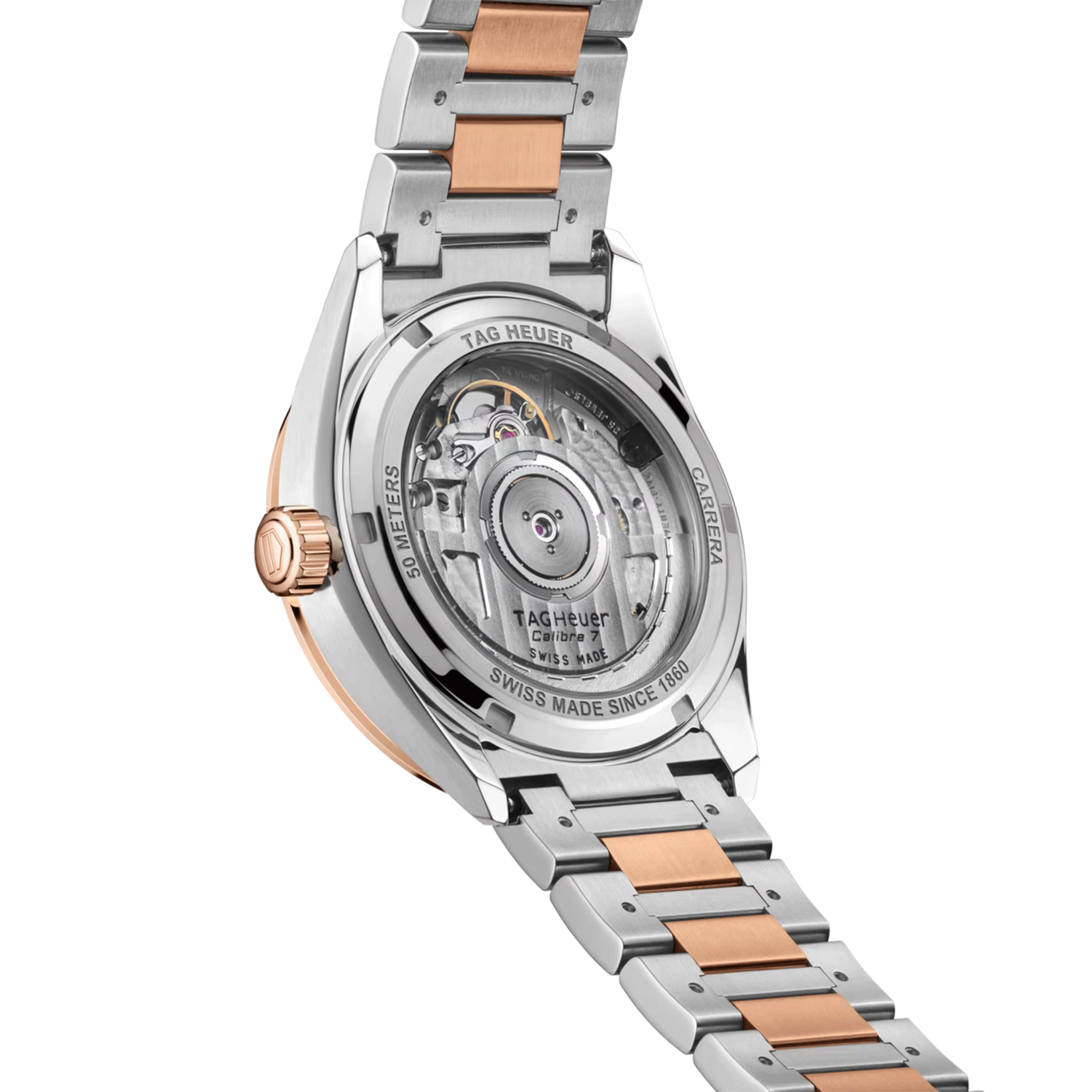 TAG Heuer Carrera 36mm Two-Tone Rose Champagne Dial Ladies Bracelet Watch - Berry's Jewellers