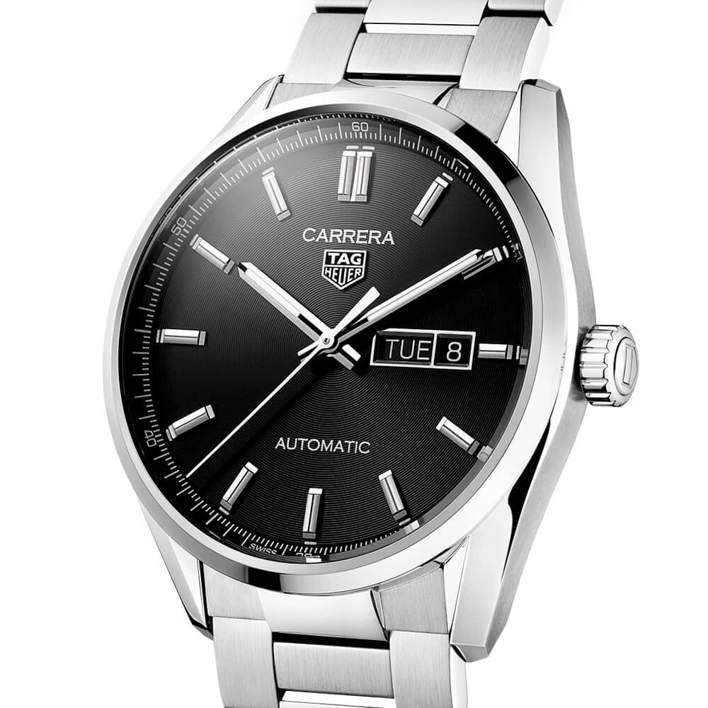 TAG Heuer Carrera 41mm Black Day/Date Dial Men's Automatic Bracelet Watch - Berry's Jewellers