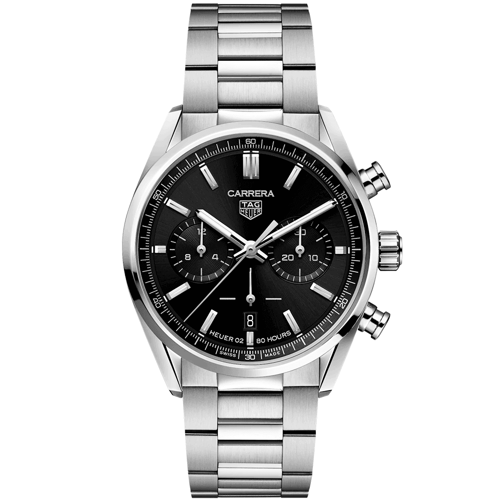 TAG Heuer Carrera 42mm Black Dial Automatic Chronograph Bracelet Watch - Berry's Jewellers