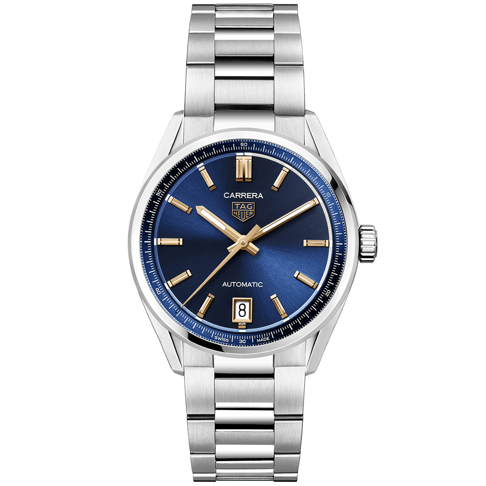 TAG Heuer Carrera Date 36mm Blue/Gold Dial Ladies Automatic Bracelet Watch - Berry's Jewellers