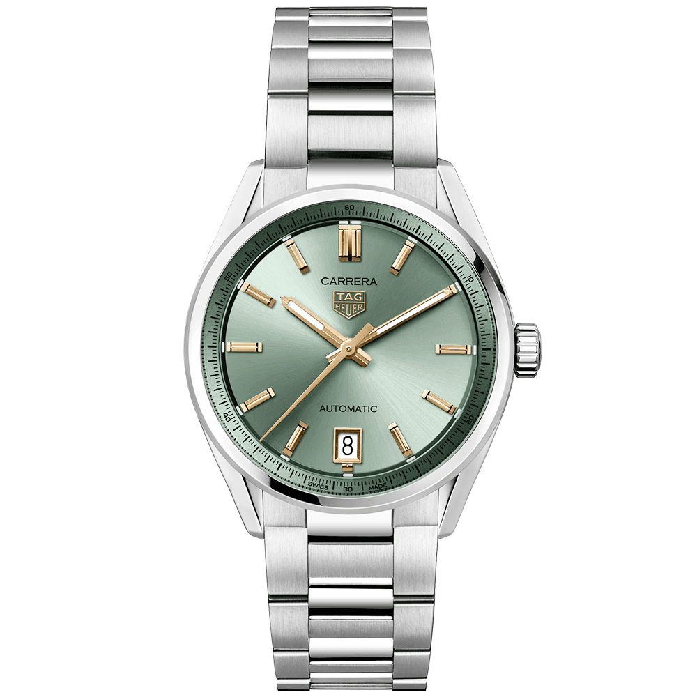 TAG Heuer Carrera Date 36mm Green/Gold Dial Ladies Automatic Bracelet Watch - Berry's Jewellers