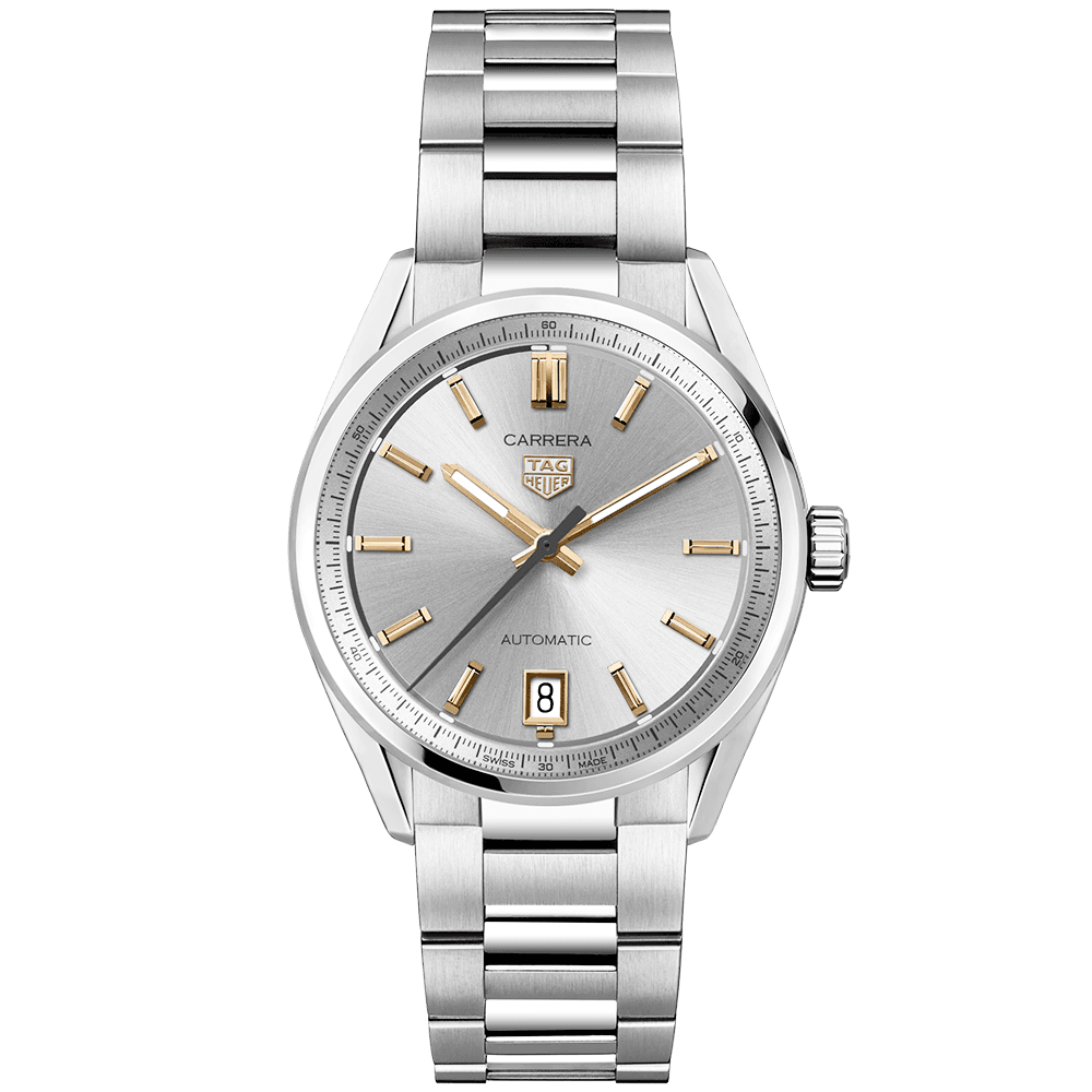 TAG Heuer Carrera Date 36mm Silver/Gold Dial Ladies Automatic Bracelet Watch - Berry's Jewellers