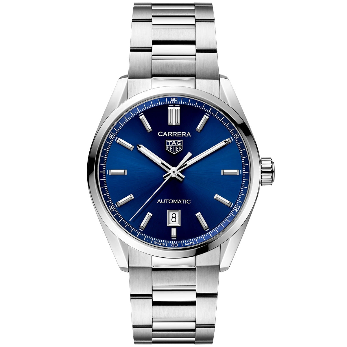 TAG Heuer Carrera Date 39mm Blue Dial Men's Automatic Bracelet Watch - Berry's Jewellers