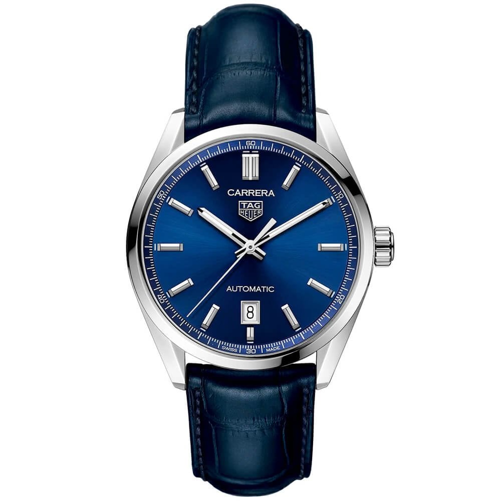 Carrera Date 39mm Blue Dial Men's Automatic Strap Watch