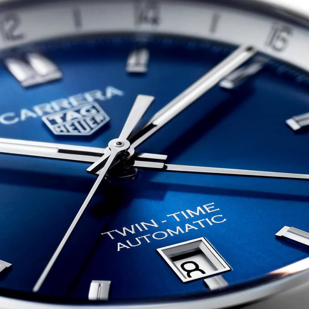 TAG Heuer Carrera Twin-Time 41mm Blue Dial Men's Automatic Bracelet Watch - Berry's Jewellers