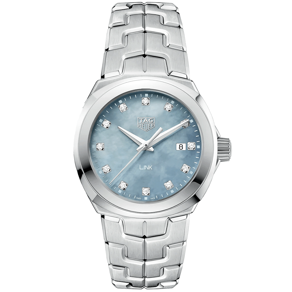 TAG Heuer Link 32mm Blue Mother of Pearl Diamond Dial Ladies Bracelet Watch - Berry's Jewellers