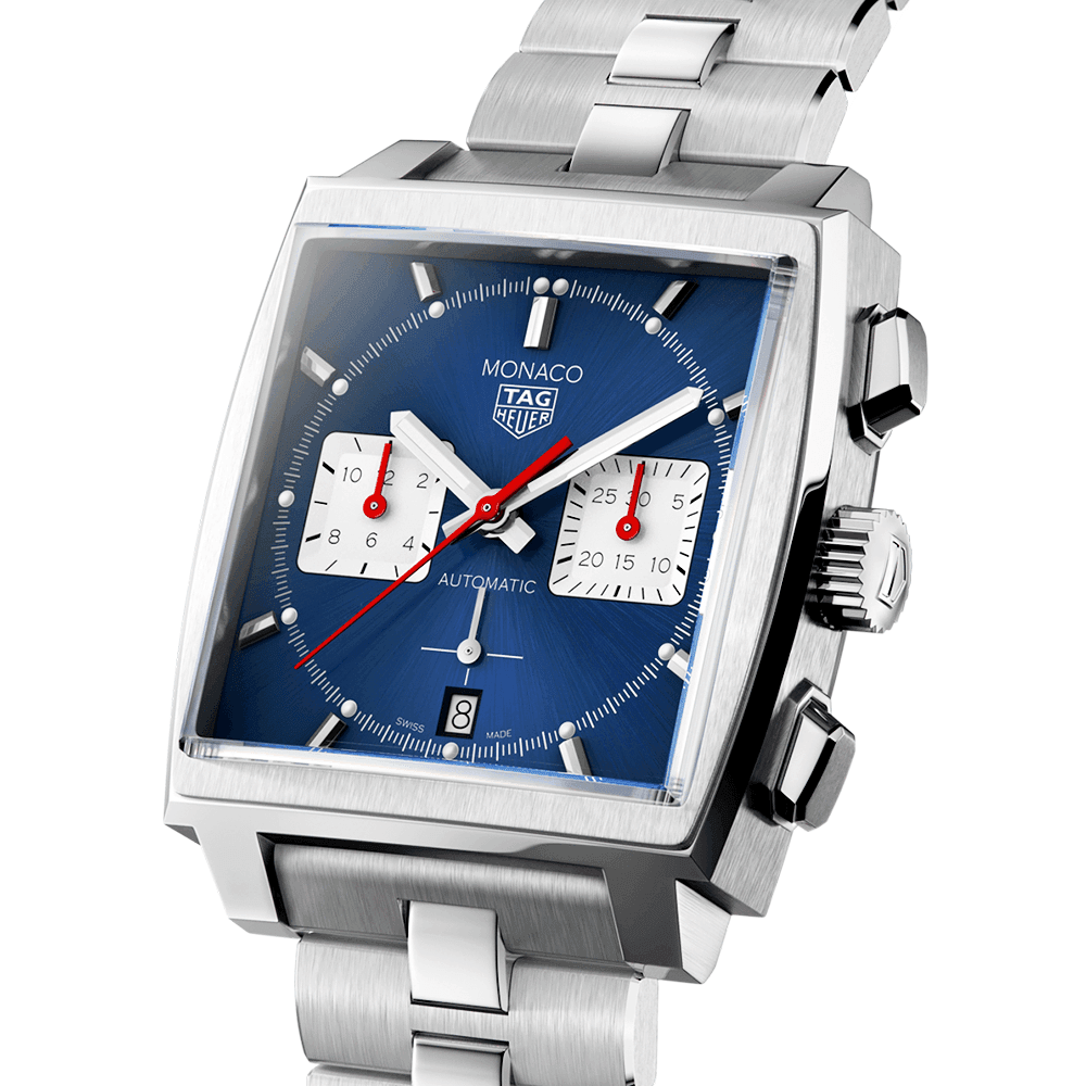 TAG Heuer Monaco 39mm Automatic Chronograph Blue Dial Men's Bracelet Watch - Berry's Jewellers