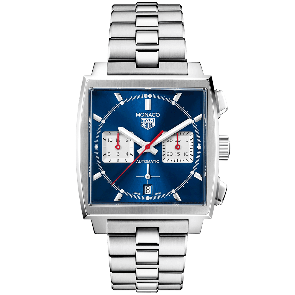 TAG Heuer Monaco 39mm Automatic Chronograph Blue Dial Men's Bracelet Watch - Berry's Jewellers