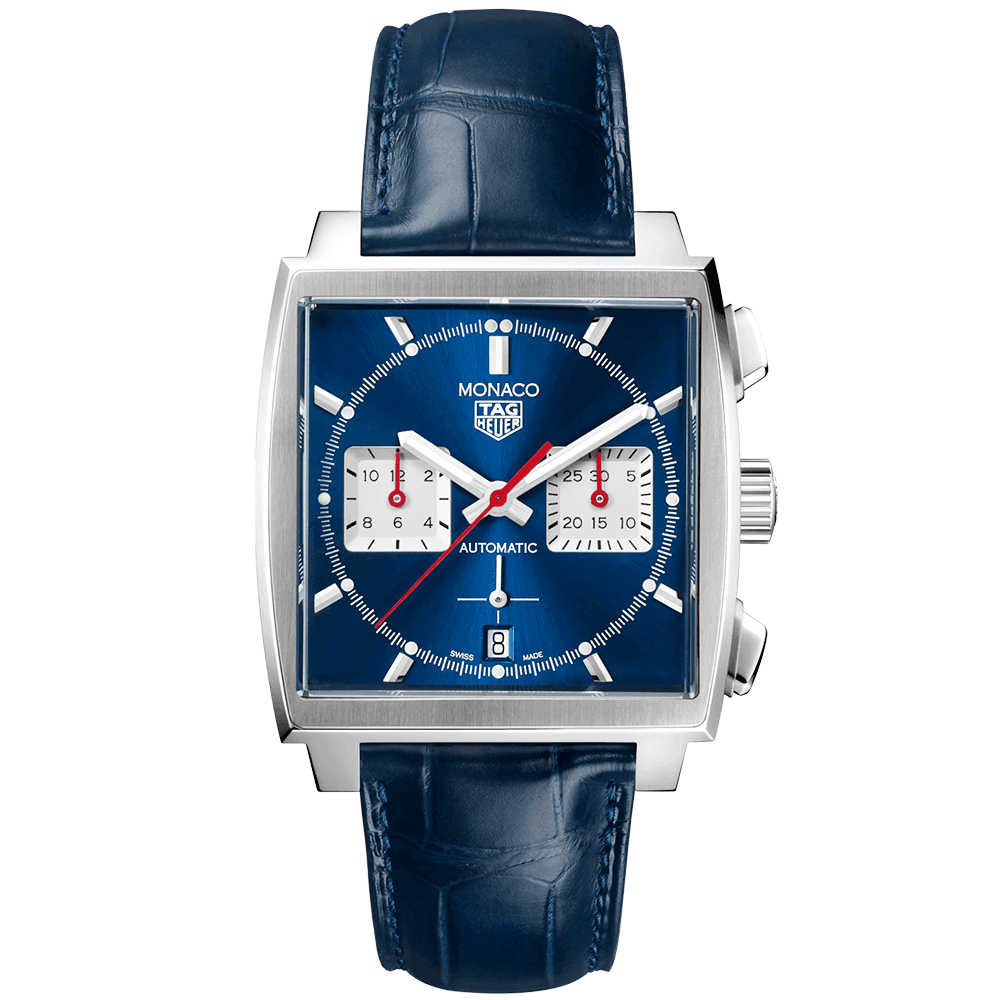 TAG Heuer Monaco 39mm Automatic Chronograph Blue Dial Men's Strap Watch - Berry's Jewellers