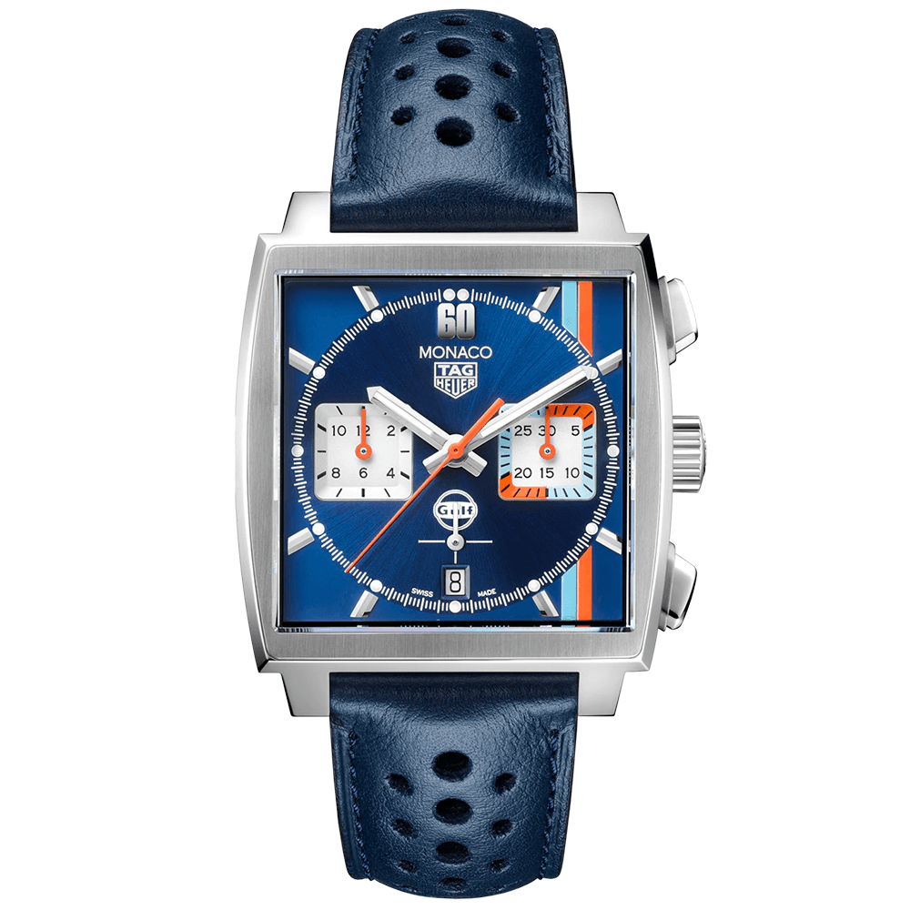 TAG Heuer Monaco x Gulf 39mm Men's Automatic Chronograph Special Edition Watch - Berry's Jewellers