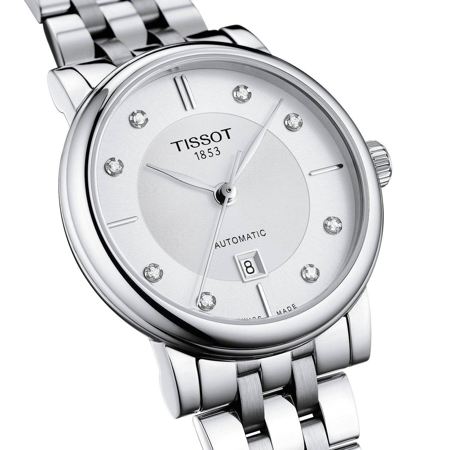 Tissot Carson 30mm Automatic Lady Steel Bracelet Watch - Berry's Jewellers