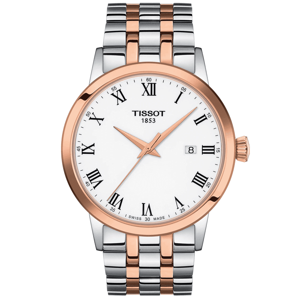 Tissot Classic 42mm Dream Steel and Rose PVD Watch - Berry's Jewellers