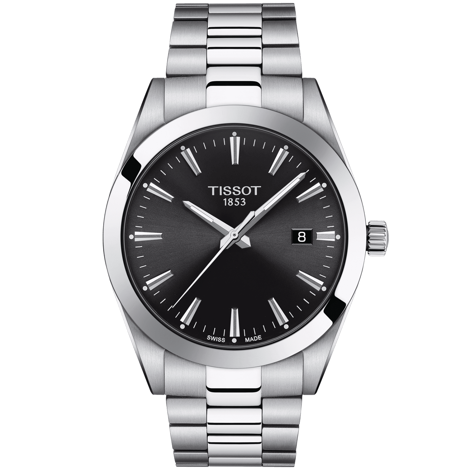 Tissot Gentleman Steel 40mm Black Dial Quartz Bracelet Watch - Berry's Jewellers