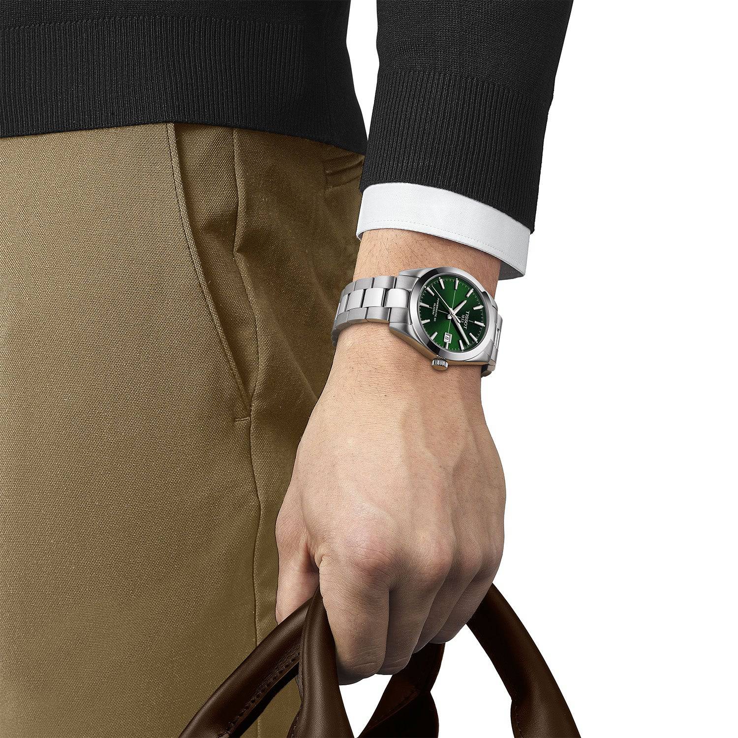 Tissot Gentleman Steel 40mm Green Dial Automatic Bracelet Watch - Berry's Jewellers