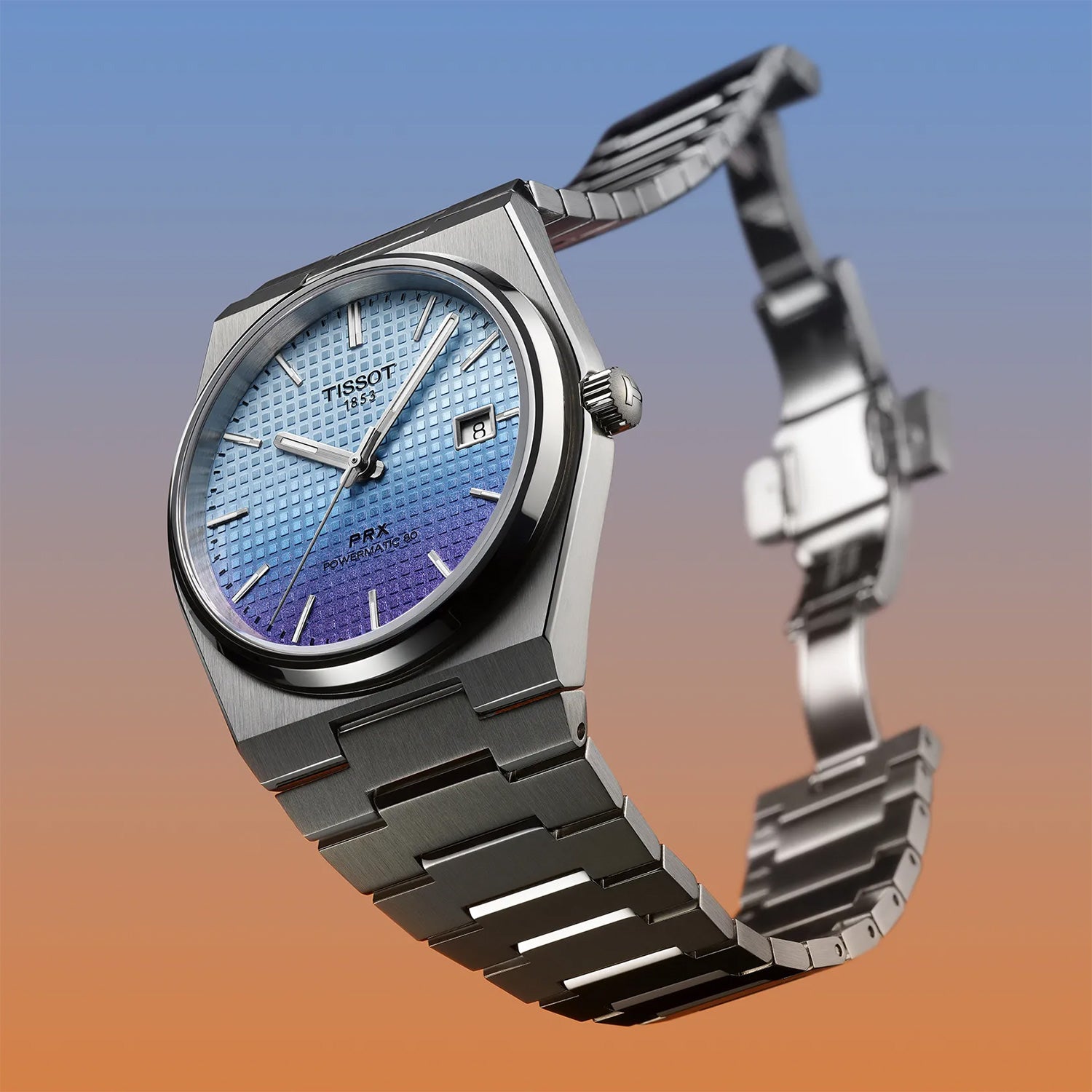 Tissot PRX 40mm Blue Gradient Dial Automatic Bracelet Watch - Berry's Jewellers