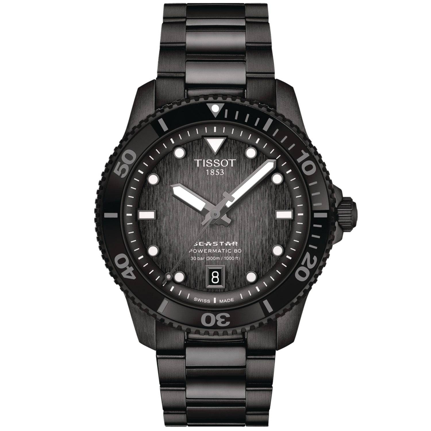 Tissot Seastar 1000 40mm Automatic Steel and Black PVD Bracelet watch - Berry's Jewellers