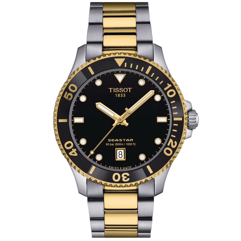 Tissot Seastar 1000 40mm Steel and Gold Quartz Bracelet Watch - Berry's Jewellers