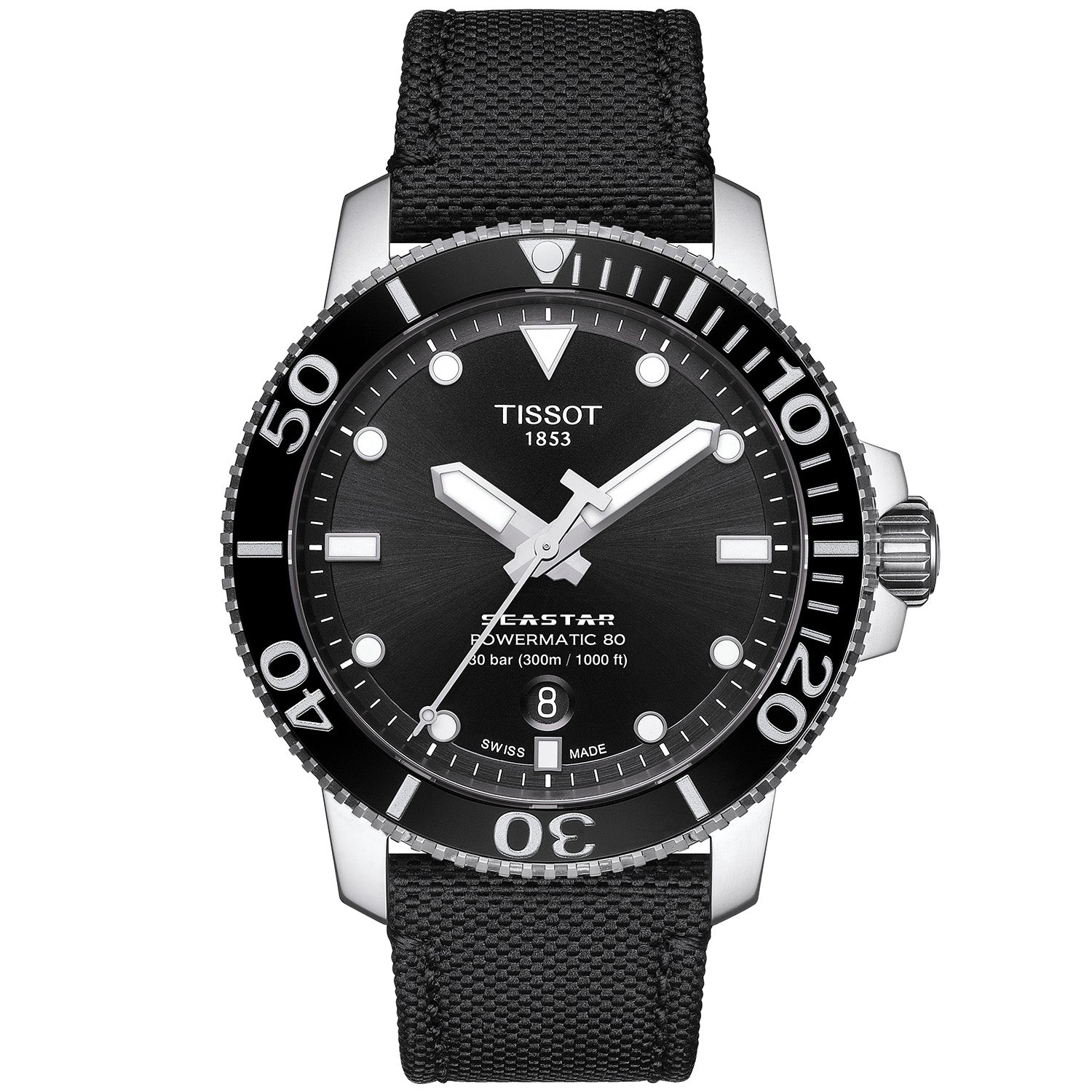 Seastar 1000 43mm Black Dial & Textile Strap Automatic Watch