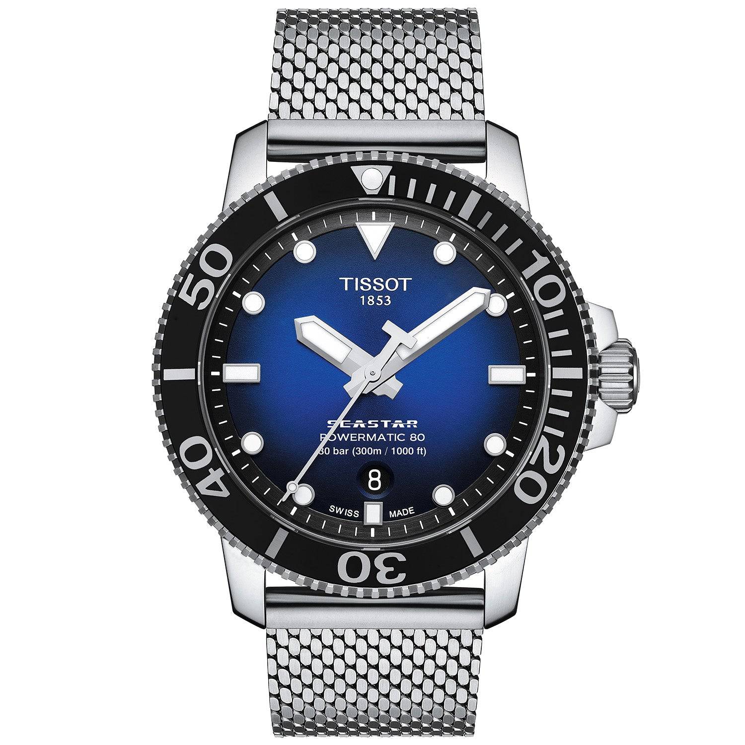 Seastar 1000 Powermatic 80 43mm Blue Dial Steel Automatic Bracelet Watch