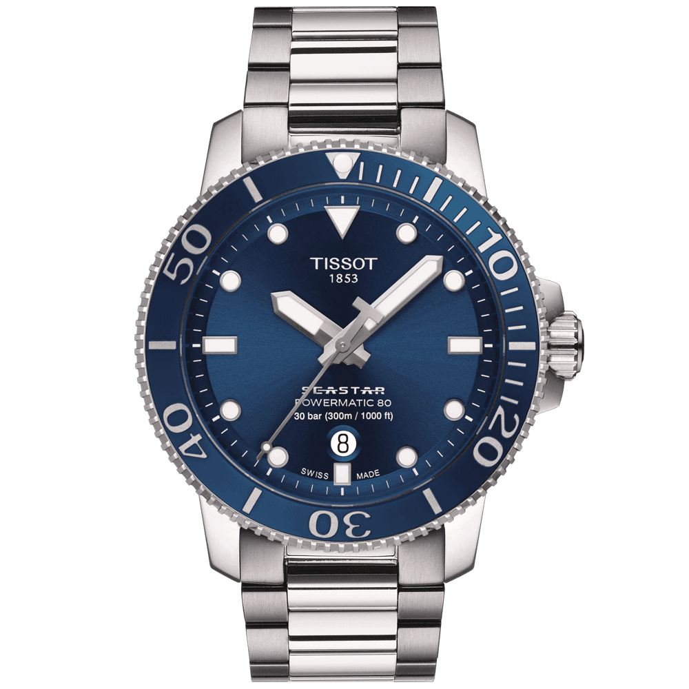 Tissot Seastar 1000 Powermatic 80 43mm Bracelet Watch - Berry's Jewellers