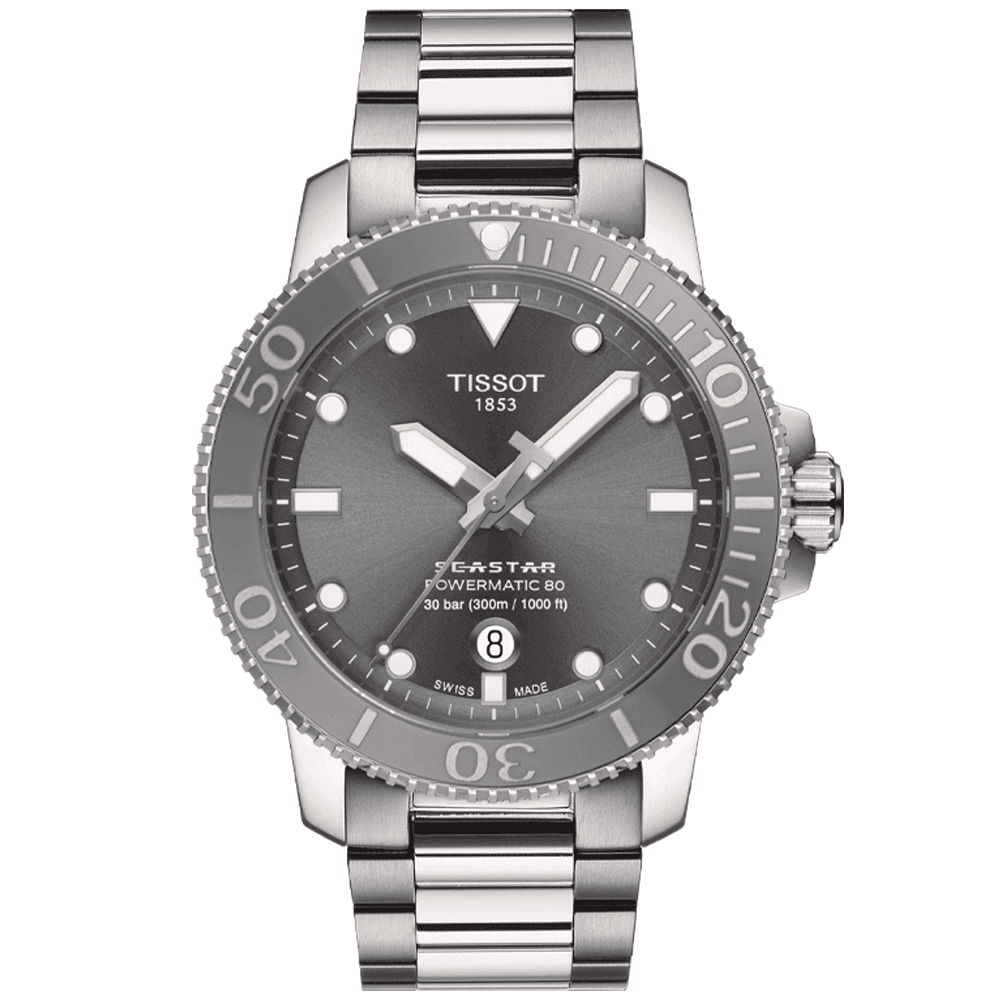 Tissot Seastar 1000 Powermatic 80 43mm Steel Automatic Bracelet Watch - Berry's Jewellers