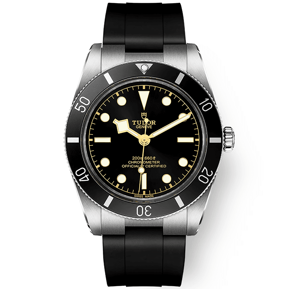 TUDOR Black Bay 54 37mm Black Dial & Bezel Automatic Rubber Strap Watch - Berry's Jewellers