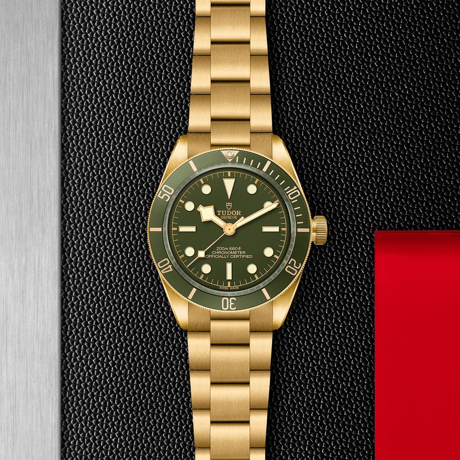 TUDOR Black Bay 58 18K 39mm 18ct Yellow Gold Green Dial Bracelet Watch - Berry's Jewellers