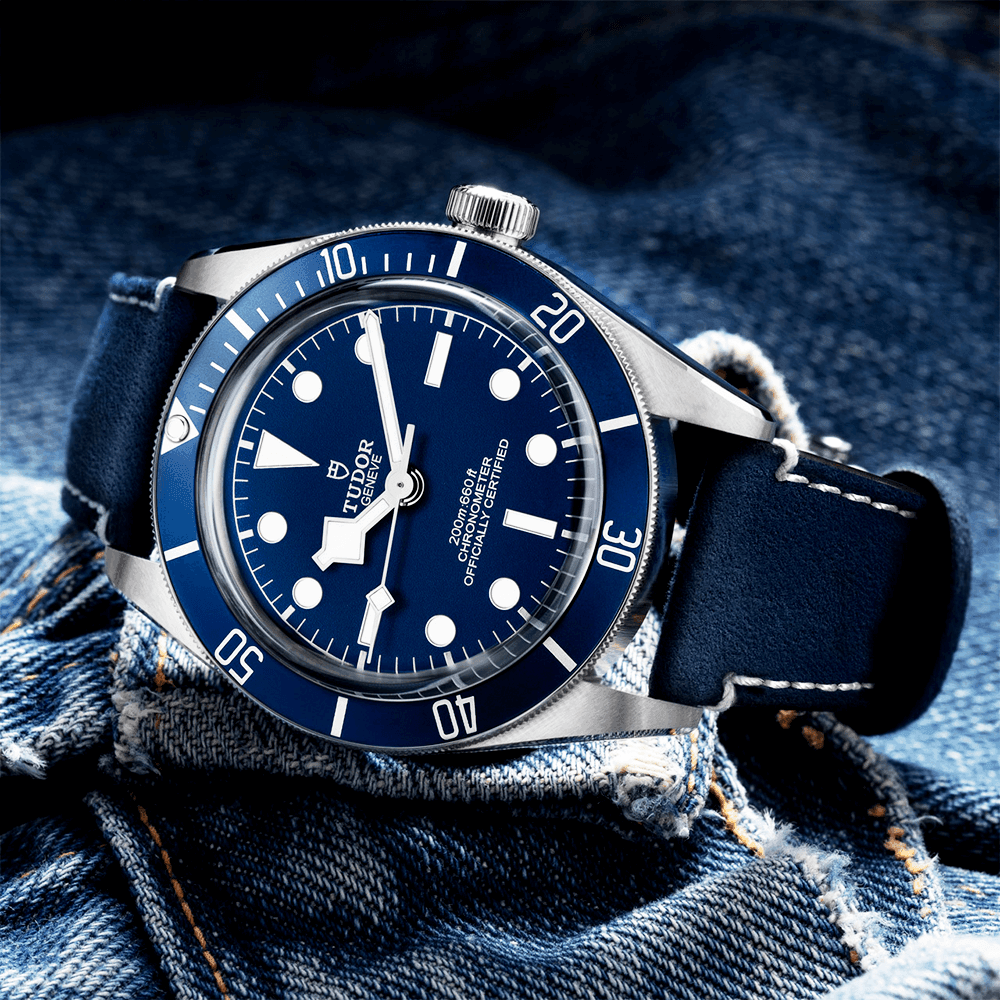 TUDOR Black Bay 58 39mm Navy Blue Dial & Bezel Automatic Leather Strap Watch - Berry's Jewellers