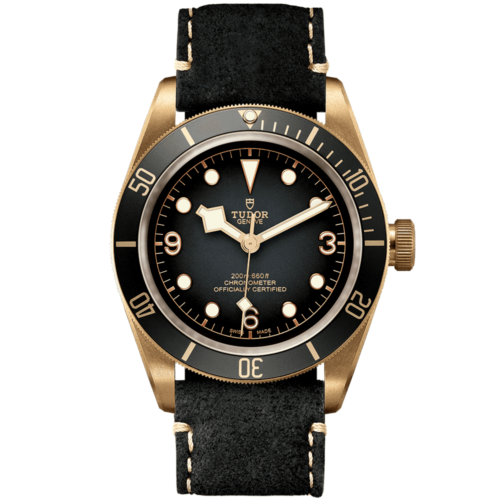 TUDOR Black Bay Bronze 43mm Slate Grey Dial Men's Automatic Leather Strap Watch - Berry's Jewellers