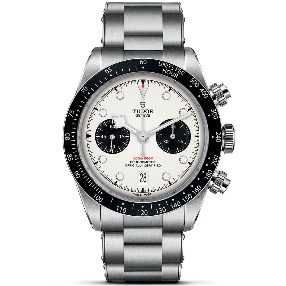 TUDOR Black Bay Chrono 41mm Opaline/Black Dial Men's Automatic Bracelet Watch - Berry's Jewellers