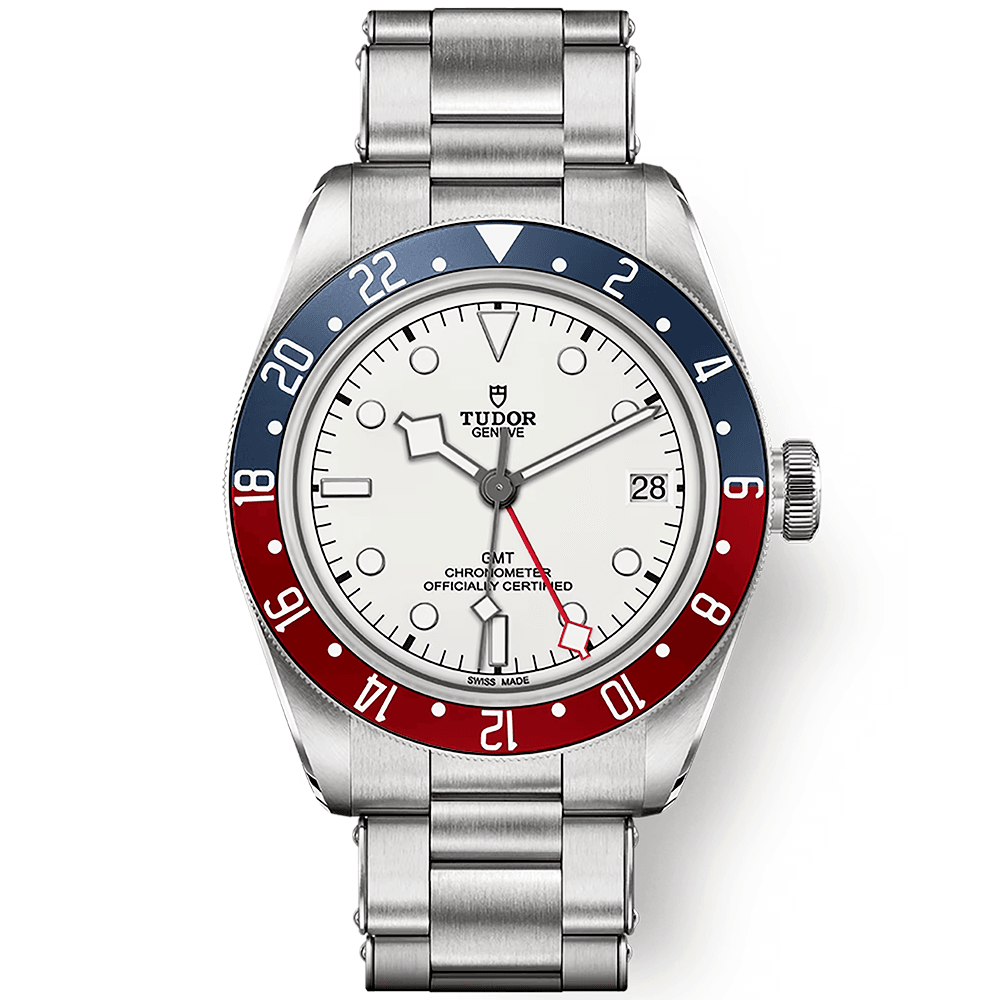 TUDOR Black Bay GMT 41mm White Dial & Red/Blue Bezel Bracelet Watch - Berry's Jewellers